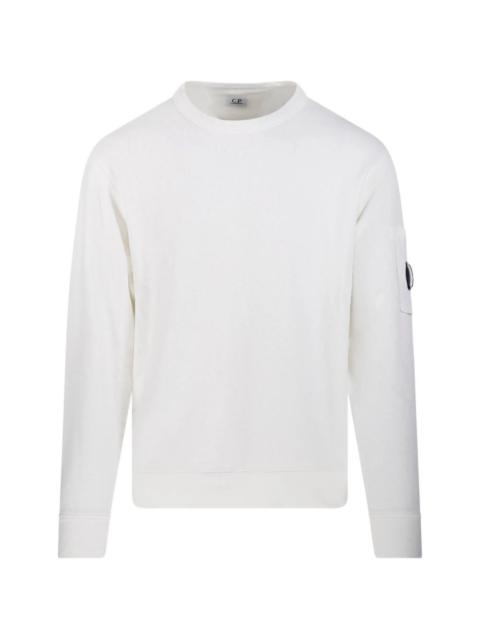 lens-sleeve crewneck cotton sweatshirt