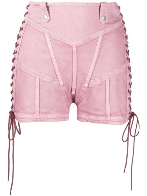 JEAN PAUL GAULTIER WOMEN Washed Laced Denim shorts Lilac