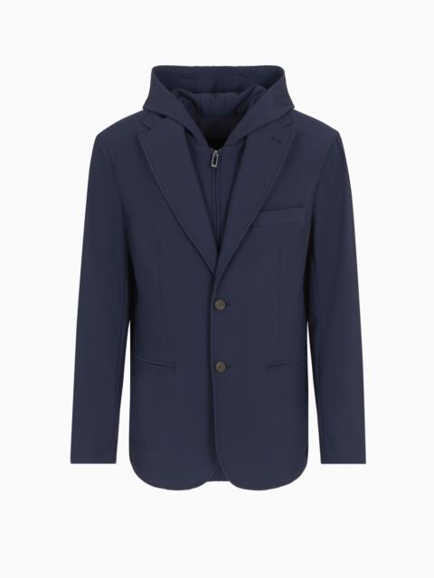 CANNETÉ STRETCH NYLON BLAZER WITH DETACHABLE INNER PANEL AND HOOD