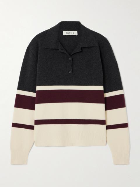 Oversized Striped Wool And Cashmere-blend Polo Sweater