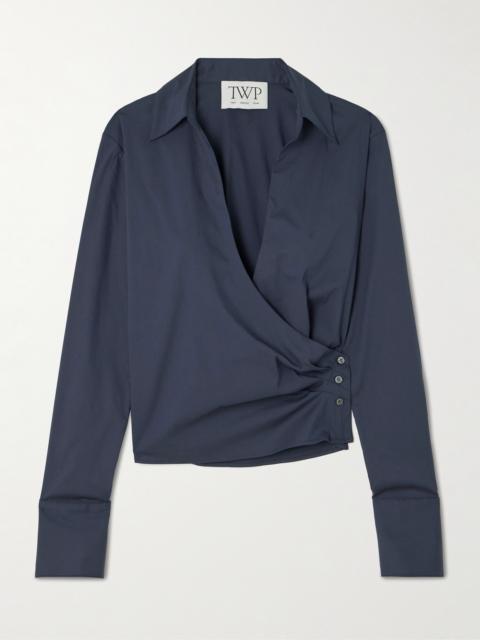 All Wrapped Up Cropped Cotton-blend Poplin Wrap Shirt