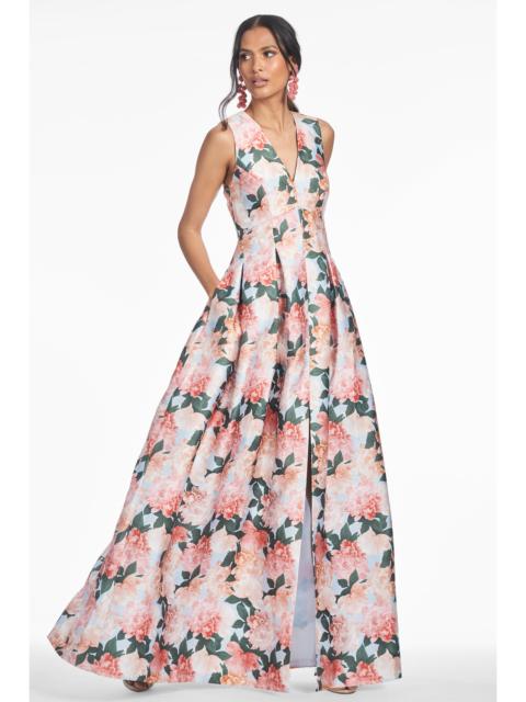 BROOKE GOWN - PEACH PEONIES