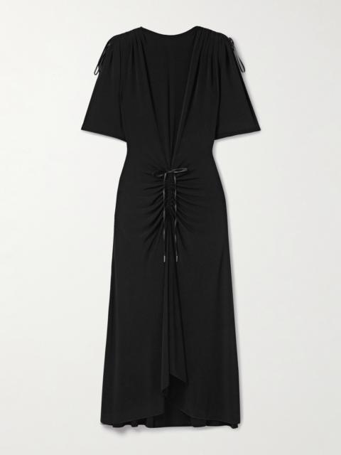 The Sienna Tie-detailed Gathered Stretch-jersey Maxi Dress