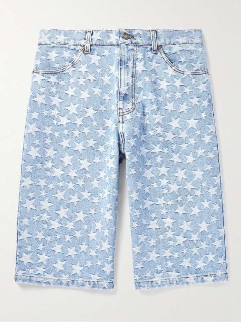 Straight-Leg Denim-Jacquard Shorts