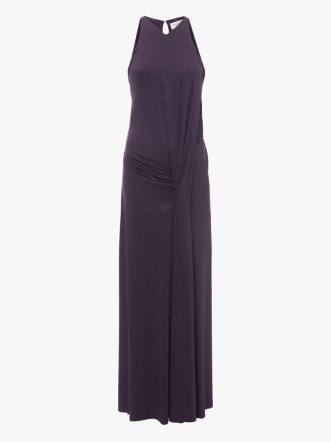 Sleeveless Drape Front Gown In Fig