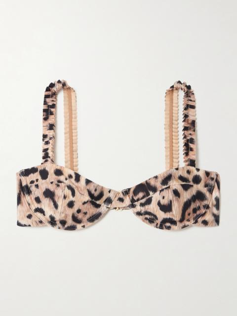 Agraz Ruffled Leopard-print Stretch Recycled Bikini Top