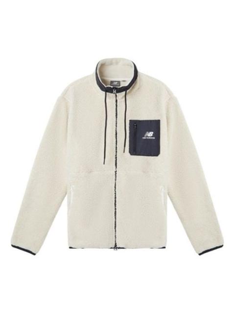 New Balance Men's New Balance Stand Collar Splicing Lamb's Wool Jacket White MDA3N511-CRE