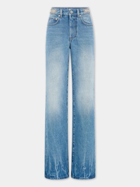 FLARED JEANS EMBELLISHED WITH 1969 DISCS