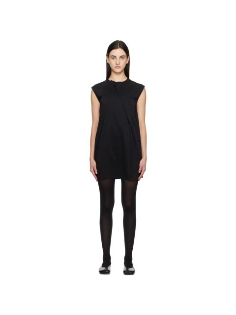 Black Shirting Darting Minidress