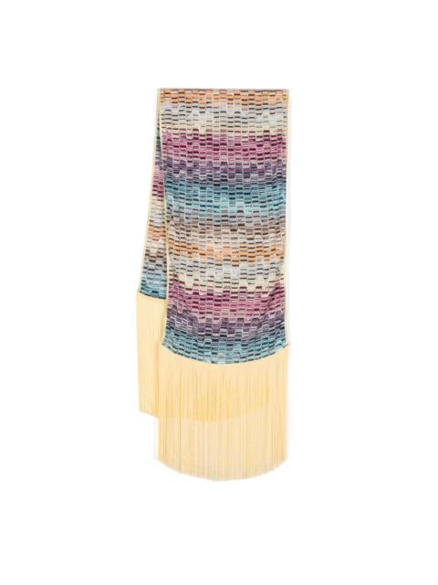 fringed edge knitted scarf