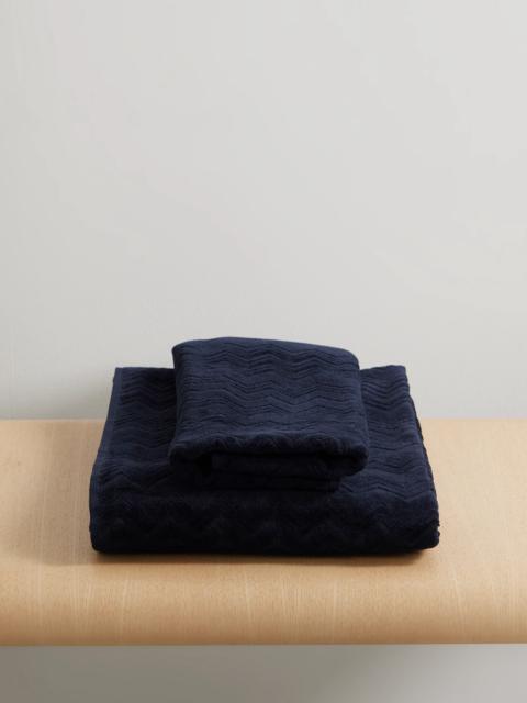 Chalk Set Of Two Cotton-terry Jacquard Towels