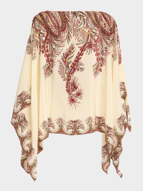 Printed Silk Poncho
