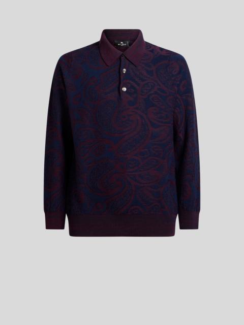 WOOL-BLEND JACQUARD POLO SHIRT