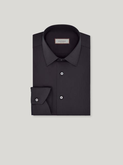 BLACK SHIRT IN STRETCH COTTON BLEND WITH POINTED COLLAR