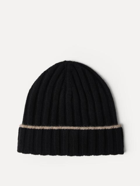 Cashmere rib knit beanie