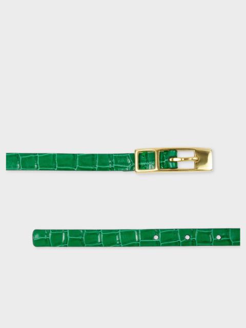 Women's Green Leather Croc Belt