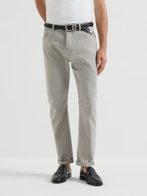 Garment-dyed five-pocket trousers in comfort denim