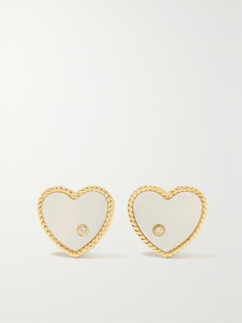 9-karat Gold, Mother-of-pearl And Diamond Earrings