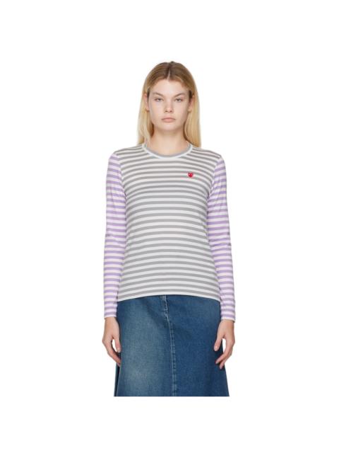 Gray & Purple Striped T-Shirt