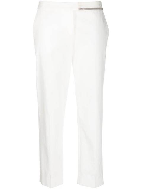 beaded-trim tapered trousers