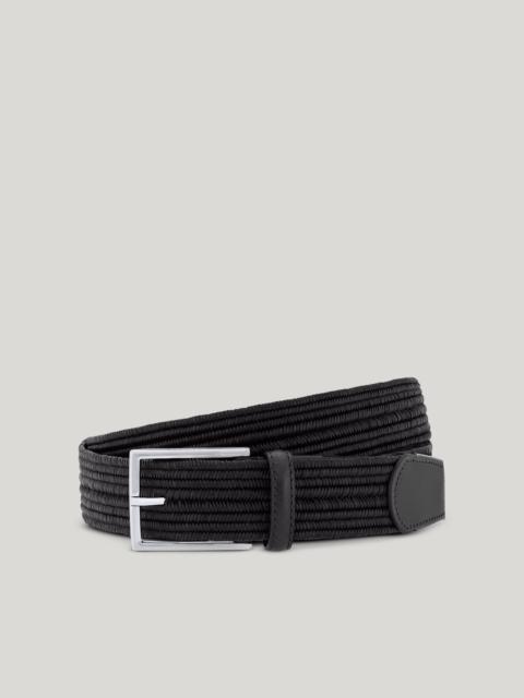 BLACK WOVEN LEATHER BELT