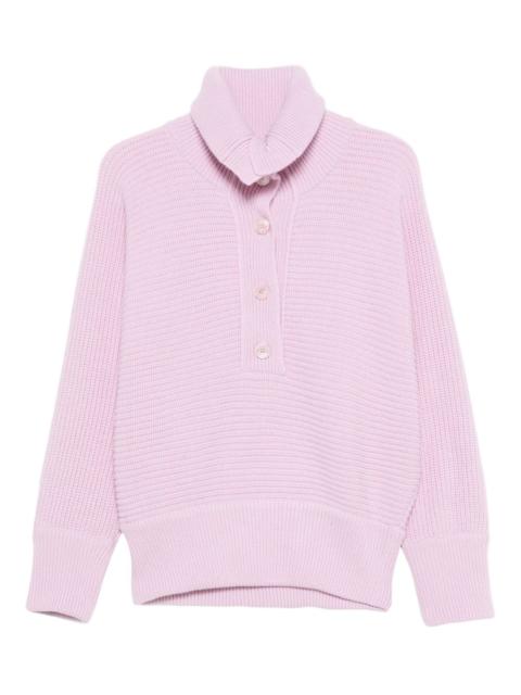 high-neck button-placket jumper