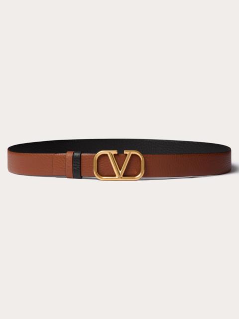 VLOGO SIGNATURE REVERSIBLE ELK-PRINT CALFSKIN BELT 30 MM