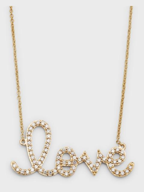 Large 14k Yellow Gold & Diamond Love Necklace