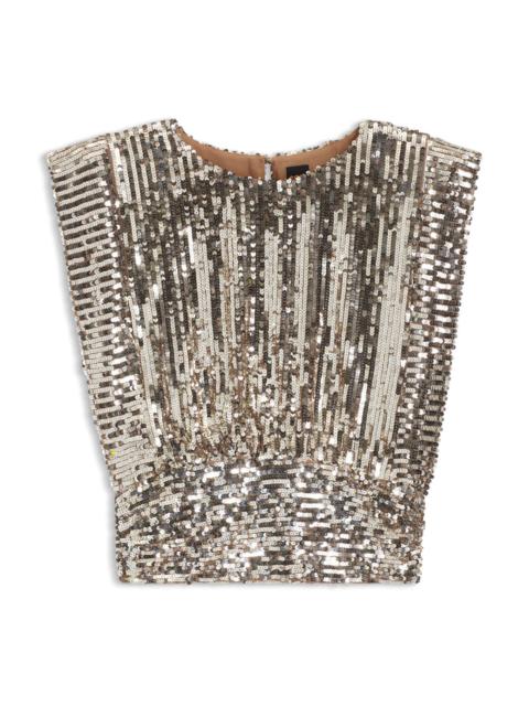 SEQUIN TOP WITH SHOULDER PADS