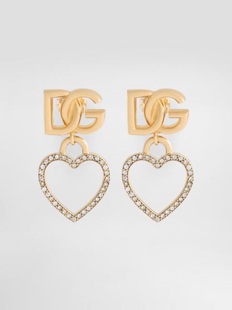 DG logo and heart stud earrings