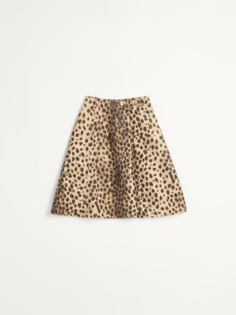 WOOL CLOTH SKIRT IN JAGUAR SPOTS PRINT
