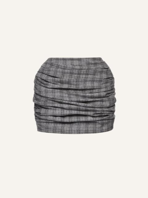 Hip pad draped skirt in grey check
