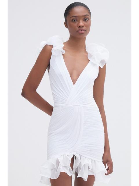 SILK PLISSE FLUTTER MINI DRESS