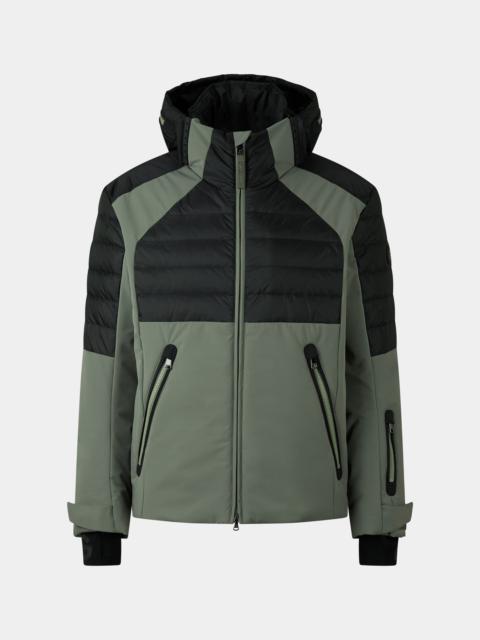 Henik down ski jacket in Olive green/black