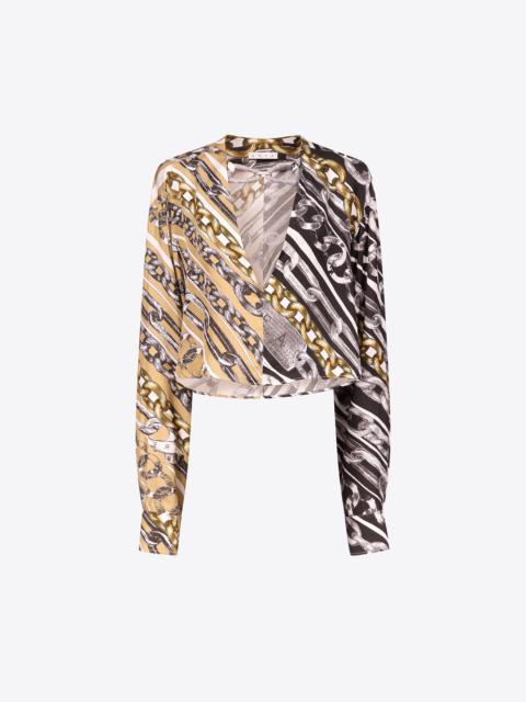 CHAIN PRINTED CRYSTAL LINK BLOUSE