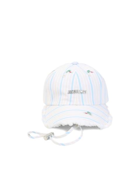 stripe embroidery baseball cap