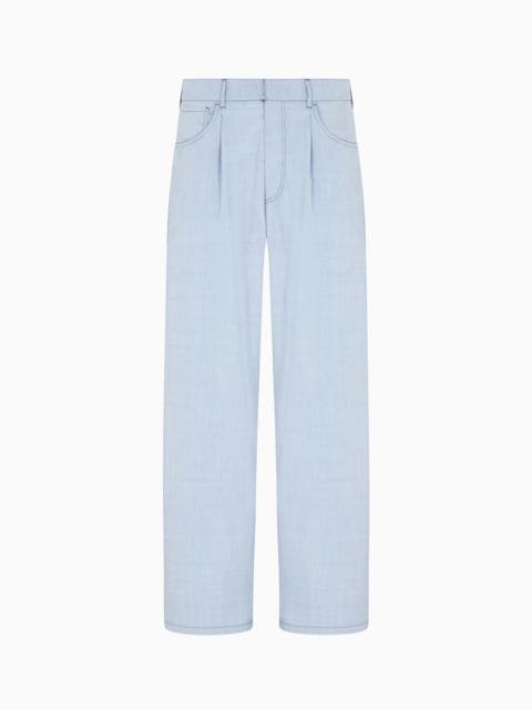 SINGLE-PLEAT, SILK CANVAS TROUSERS