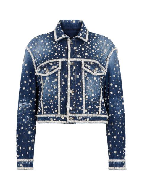 Dsquared2 Discoball Boxy Jean Jacket Navy Blue