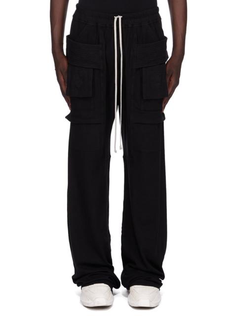 Creatch Wide-Leg Brushed Cotton-Jersey Drawstring Cargo Trousers Black