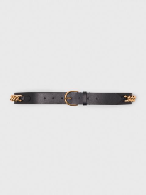 Leather belt with chain details