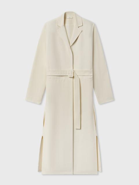 Belted Notch Collar Coat in Viscose Linen