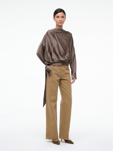 STAUD PHOEBE SILK TOP TRUFFLE