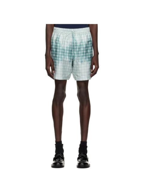 Blue 'MA' Quad Bleached Shorts