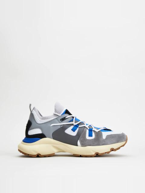 LEATHER AND TECHNICAL FABRIC SNEAKERS - GREY, BLUE