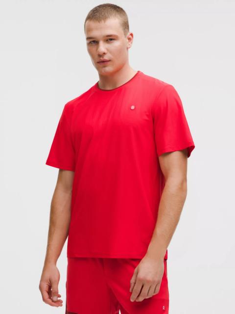 UV-Protective Striped Mesh Tennis T-Shirt