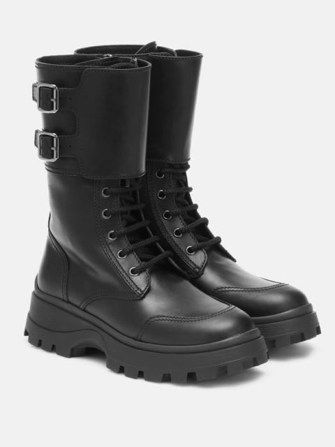 Leather combat boots