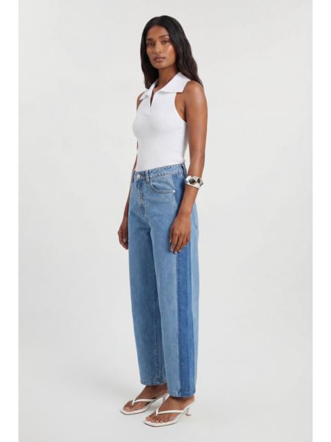 Denim Panelled Barrel Leg Jean