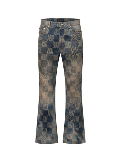 Damier Flared Washed Denim Pants
