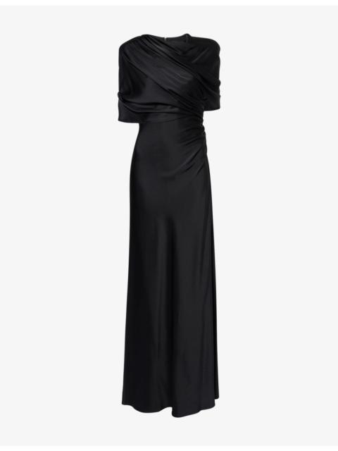 Draped Cape Satin Gown