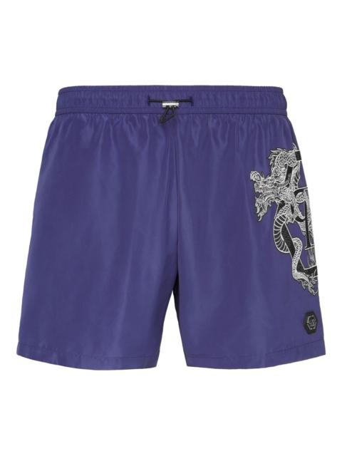 dragon-print swim shorts